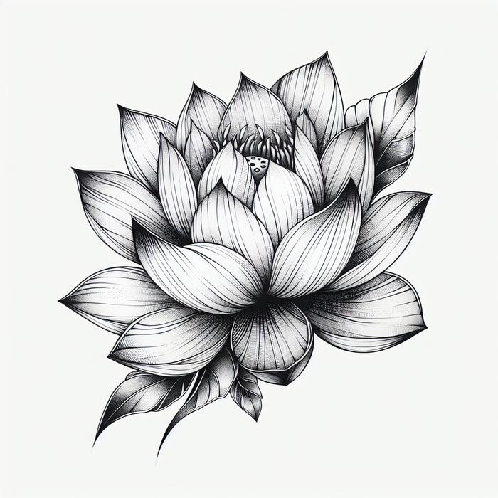 Detailed botanical lotus flower tattoo symbolizing self-love