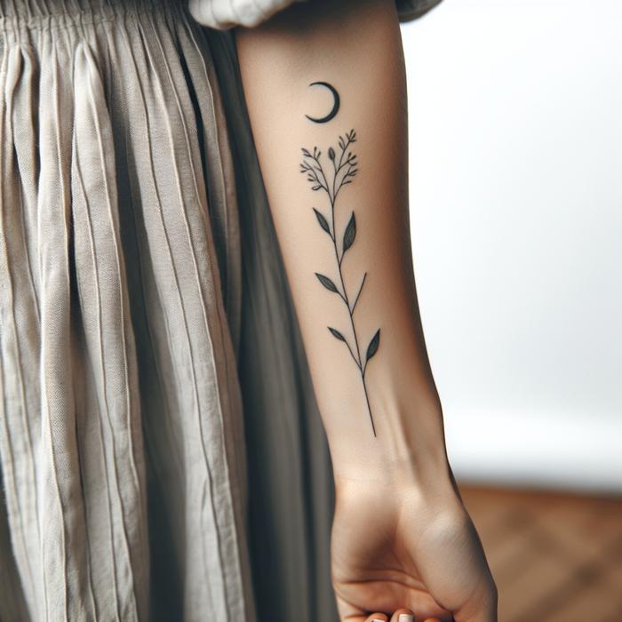 Minimalist upper leg tattoo with simple black ink design