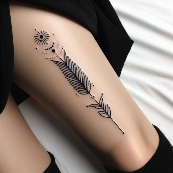 Simple and elegant minimalist tattoo designs on upper leg